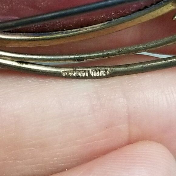 Vintage Sterling Silver Oval Purple Glass Floral Brooch, Retro Lapel Pin, Estate - Picture 4 of 7